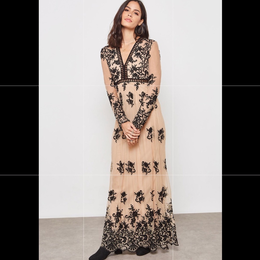 forever 21 maxi mesh floral embroidered dress